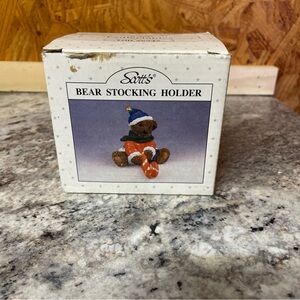 Bear Stocking Holder - Festive Brown and Red